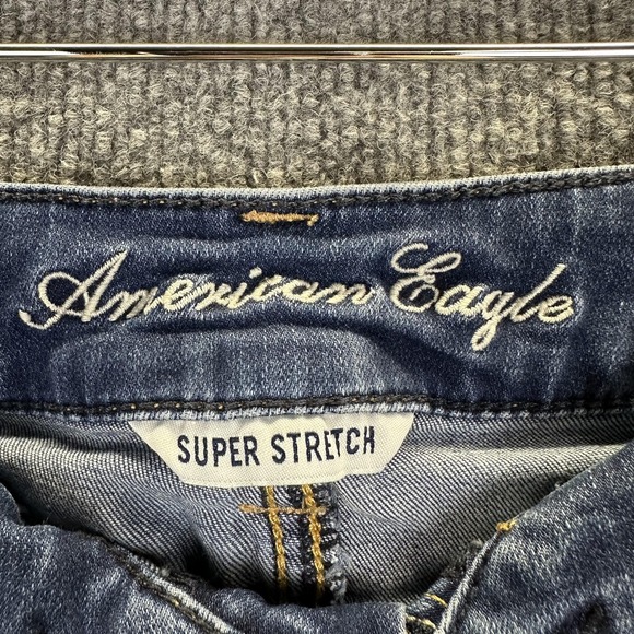 American Eagle Shorts Womens 0 Blue Jean Denim Super Stretch Distressed Cuffed - Picture 8 of 13